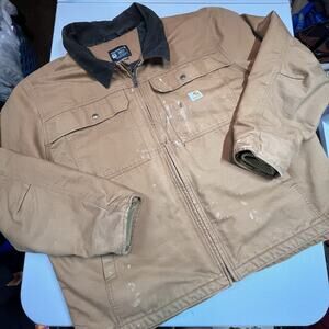 Carhartt Jacket 2XL Canvas Loose Fit Quilted 104480-BRN Washed Duck DJ448D-M